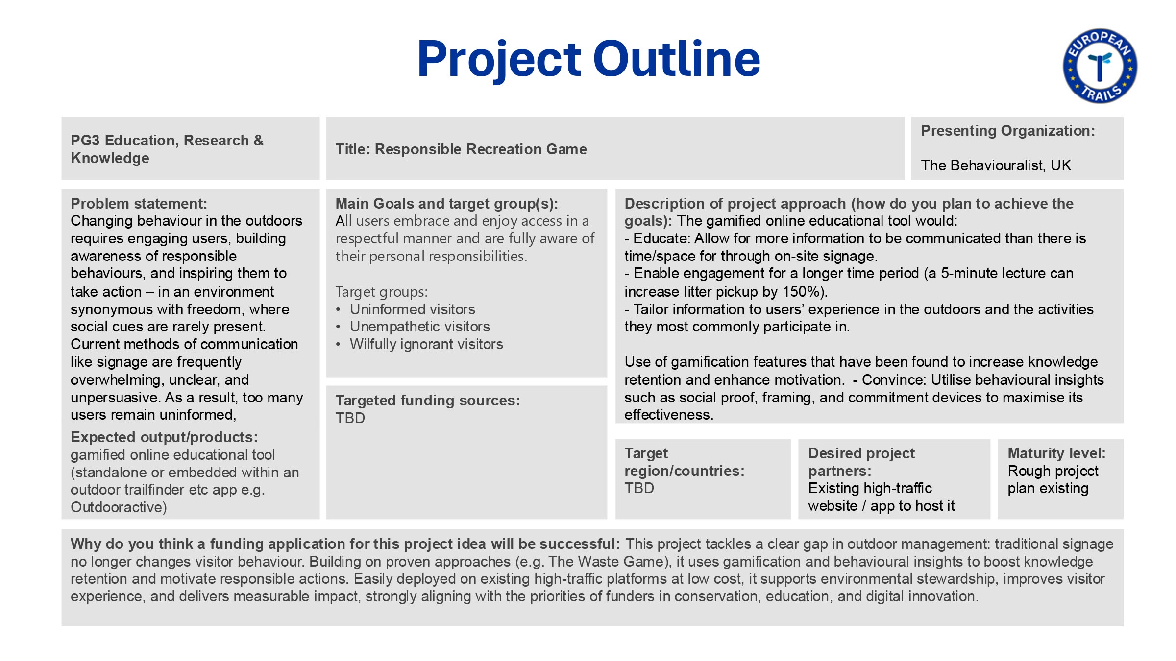 Project Outline | European Trails